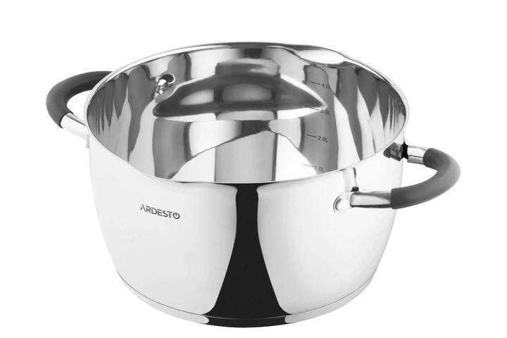 Каструля Ardesto Gemini Livorno зі скляною кришкою та зливом нержавіюча сталь 5,5л 24см AR1955GS (00107473) - изображение 3