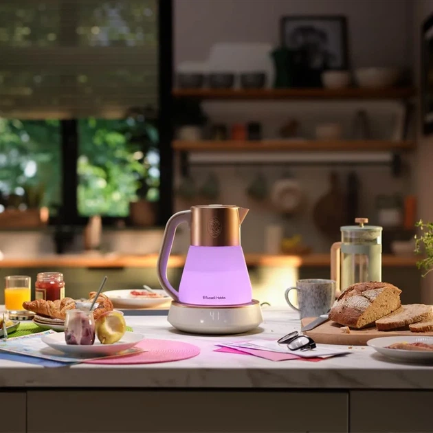 Електрочайник Russell Hobbs Calm, 1.7л, скло, біло-мідний (00109411) - изображение 4