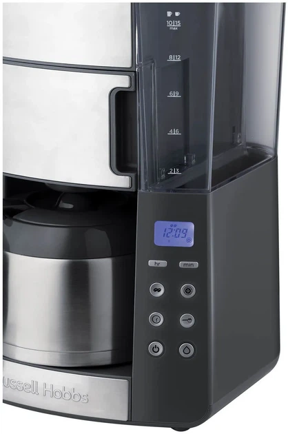 Кавоварка Russell Hobbs крапельна Grind and Brew 1л, мелена, LED-дисплей, сріблясто-чорний (00110203) - изображение 3