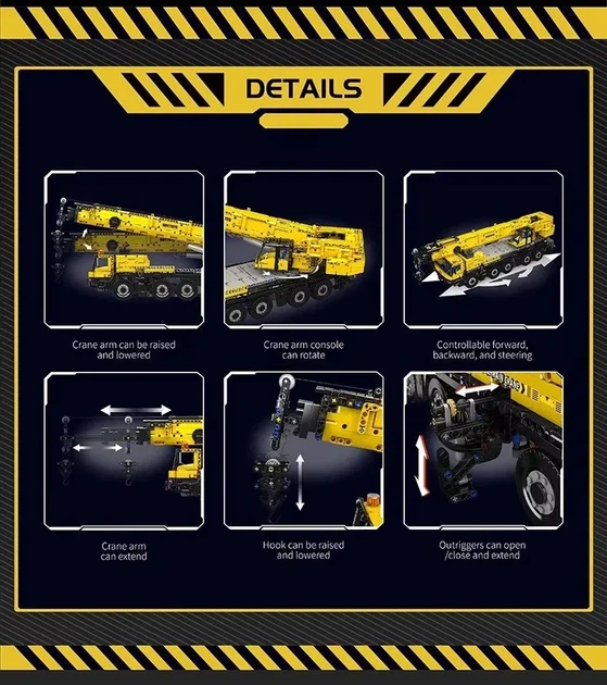 Конструктор Mould King 17073 Мобильный кран LTM 1110 на радиоуправлении || Автокран на пульте || 3218 деталей - Фото 7 Конструктор Mould King 17073 Мобильный кран LTM 1110 на радиоуправлении || Автокран на пульте || 3218 деталей - изображение 7