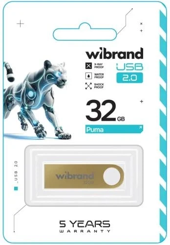 Флеш накопитель USB 32Gb Wibrand Puma, Gold, USB 2.0 (WI2.0/PU32U1G) - изображение 2
