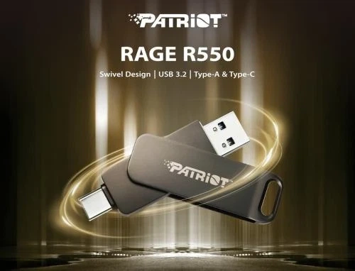 Флеш накопичувач USB 1Tb Patriot Rage R550, Black, Type-C / USB 3.2 Gen 1 (PE1TR550DSAD) - Фото 4 Флеш накопичувач USB 1Tb Patriot Rage R550, Black, Type-C / USB 3.2 Gen 1 (PE1TR550DSAD) - зображення 4