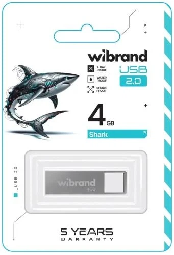 Флеш накопитель USB 4Gb Wibrand Shark, Silver, USB 2.0 (WI2.0/SH4U4S) - Фото 2 Флеш накопитель USB 4Gb Wibrand Shark, Silver, USB 2.0 (WI2.0/SH4U4S) - изображение 2