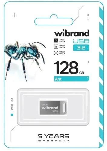 Флеш накопитель USB 128Gb Wibrand Ant, Silver, USB 3.2 Gen 1 (WI3.2/AN128M4S) - Фото 2 Флеш накопитель USB 128Gb Wibrand Ant, Silver, USB 3.2 Gen 1 (WI3.2/AN128M4S) - изображение 2