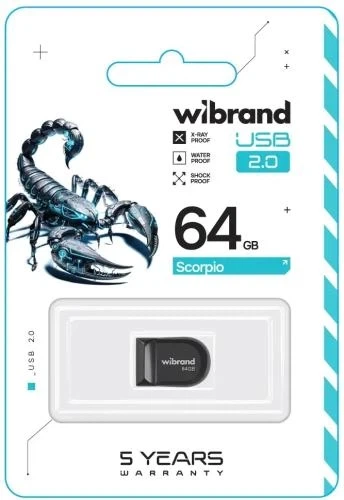 Флеш накопичувач USB 64Gb Wibrand Scorpio, Black, USB 2.0 (WI2.0/SC64M3B) - Фото 2 Флеш накопичувач USB 64Gb Wibrand Scorpio, Black, USB 2.0 (WI2.0/SC64M3B) - зображення 2