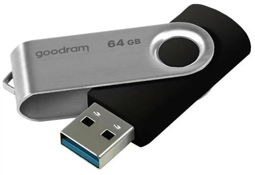 Флеш накопитель USB 64Gb Goodram UTS3, Black/Silver, USB 3.2 Gen 1 (UTS3-0640K0R11) - Фото 1 Флеш накопитель USB 64Gb Goodram UTS3, Black/Silver, USB 3.2 Gen 1 (UTS3-0640K0R11) - изображение 1