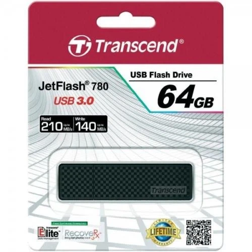 Флеш накопитель USB 64Gb Transcend JetFlash 780, Black, USB 3.1 Gen 1 (TS64GJF780) - Фото 3 Флеш накопитель USB 64Gb Transcend JetFlash 780, Black, USB 3.1 Gen 1 (TS64GJF780) - изображение 3