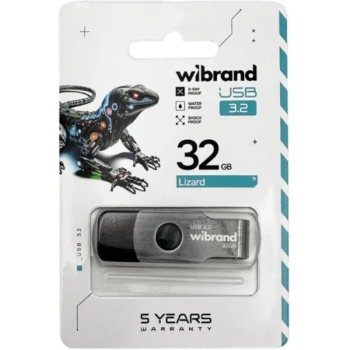 Флеш накопитель USB 32Gb Wibrand Lizard, Black, USB 3.2 Gen 1 (WI3.2/LI32P9B) - изображение 3