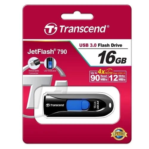 Флеш накопитель USB 16Gb Transcend JetFlash 790, Black/Blue, USB 3.1 Gen 1 (TS16GJF790K) - Фото 3 Флеш накопитель USB 16Gb Transcend JetFlash 790, Black/Blue, USB 3.1 Gen 1 (TS16GJF790K) - изображение 3