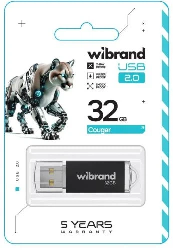 Флеш накопичувач USB 32Gb Wibrand Cougar, Black, USB 2.0 (WI2.0/CU32P1B) - Фото 2 Флеш накопичувач USB 32Gb Wibrand Cougar, Black, USB 2.0 (WI2.0/CU32P1B) - зображення 2