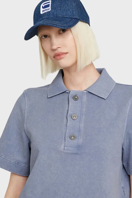 Жіноче блакитне поло Overdyed G-Star RAW XS D26086,D966 - зображення 4