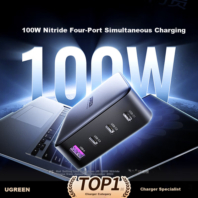 Зарядное устройство UGREEN GaN 100Вт+65Вт PD Type-C комплект - Фото 3 Зарядное устройство UGREEN GaN 100Вт+65Вт PD Type-C комплект - изображение 3