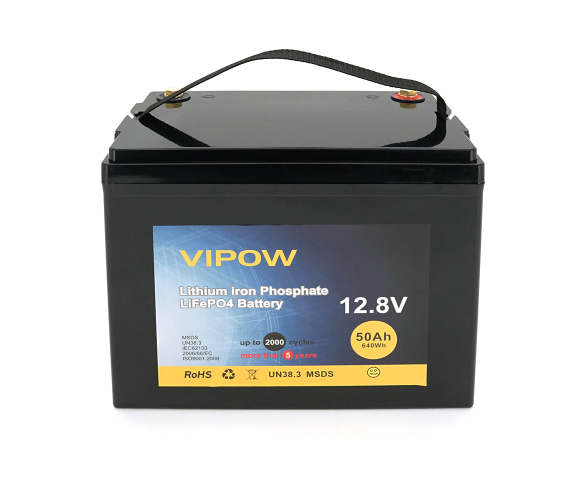 Аккумулятор LiFePO4 12.8V 50Ah Vipow со встроенной ВМS платой 40A (17554) - Фото 1 Аккумулятор LiFePO4 12.8V 50Ah Vipow со встроенной ВМS платой 40A (17554) - изображение 1