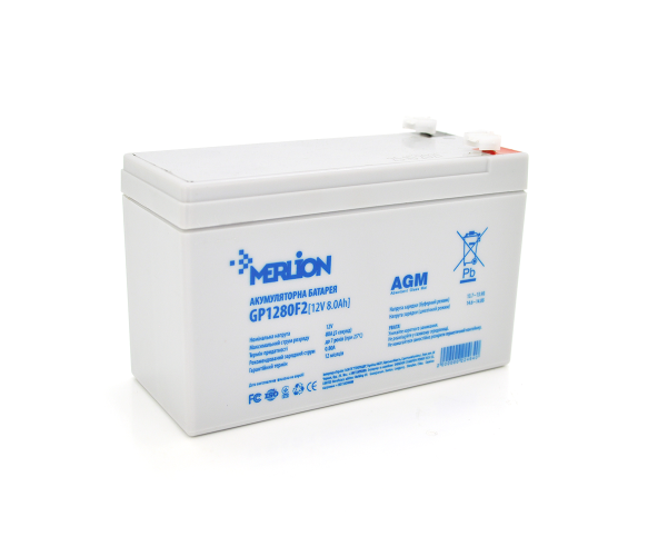 Аккумулятор AGM 12V 8Ah MERLION GP1280F2 (22464) - Фото 1 Аккумулятор AGM 12V 8Ah MERLION GP1280F2 (22464) - изображение 1