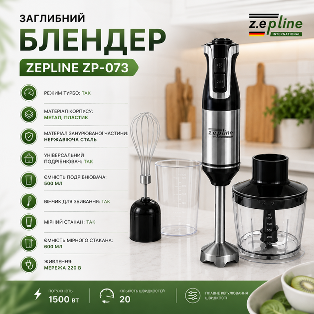 Погружной блендер Zepline ZP-073, 1500 Вт - изображение 3
