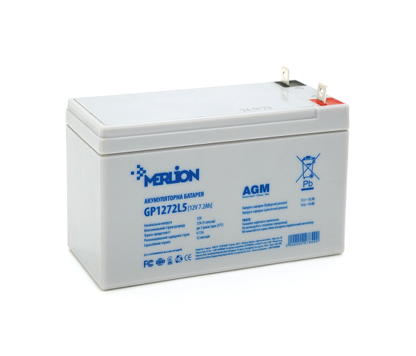 Аккумулятор AGM 12V 7.2Ah MERLION GP1272L5 (27849) - Фото 1 Аккумулятор AGM 12V 7.2Ah MERLION GP1272L5 (27849) - изображение 1
