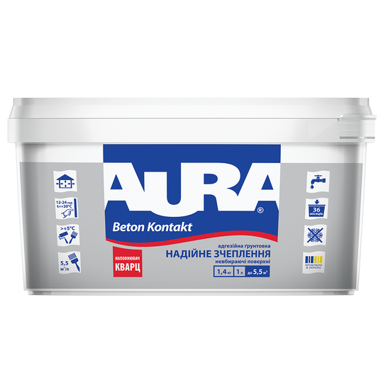 Адгезионная грунтовка AURA Beton Kontakt 1,4кг (1л) - Фото 1 Адгезионная грунтовка AURA Beton Kontakt 1,4кг (1л) - изображение 1