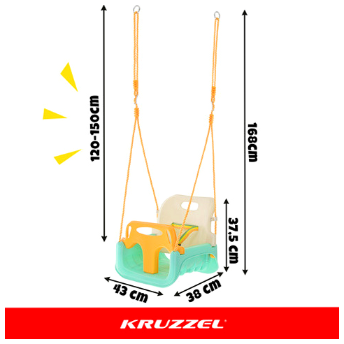 Качели подвесные 3 в 1 для детей до 30 кг с ремнями безопасности Kruzzel PR-404 - Фото 3 Качели подвесные 3 в 1 для детей до 30 кг с ремнями безопасности Kruzzel PR-404 - изображение 3