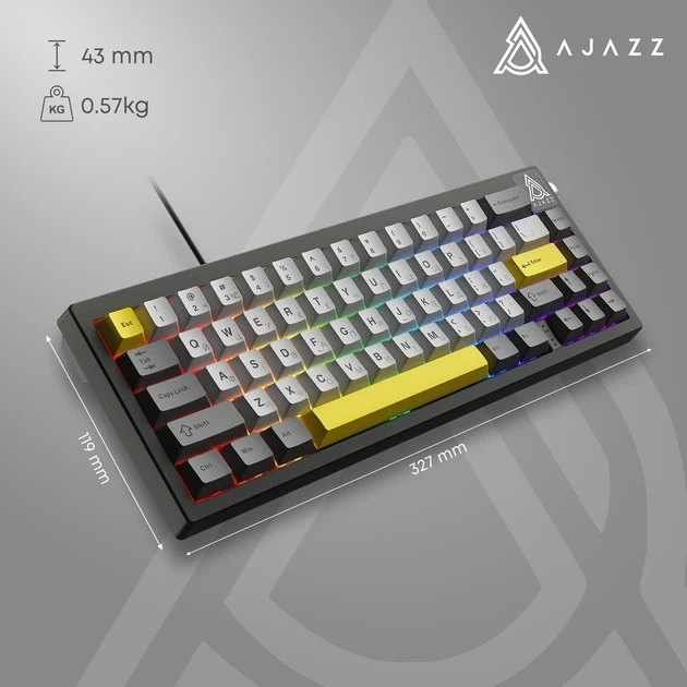 Клавіатура USB Ajazz AK650 Moon Yellow switches Grey/White/Yellow (AK650-MY-GWY) UA - изображение 7