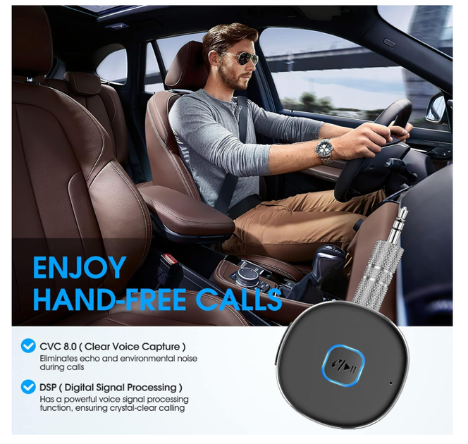 Ресивер Bluetooth AUX LAICOMEIN 3.5 мм / Беспроводной аудио адаптер для авто, наушников и колонок, 16 часов работы - изображение 5