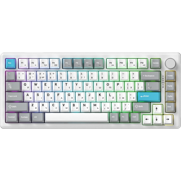 Клавіатура бездротова GamePro Asgard Yord механічна 75 клавіш Keychron Super Red RGB ENG/UKR White (MK266WH) - зображення 5