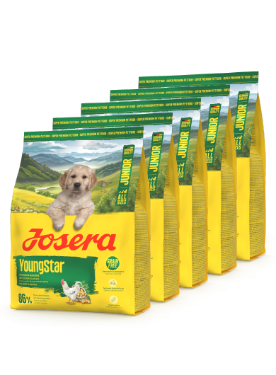 Сухой корм Josera YoungStar Корм молодых собак от 6-й недели жизни с мясом птицы и картофелем (беззерновой) 0,9 кг*5 (4,5 кг) (85811) - Фото 1 Сухой корм Josera YoungStar Корм молодых собак от 6-й недели жизни с мясом птицы и картофелем (беззерновой) 0,9 кг*5 (4,5 кг) (85811) - изображение 1