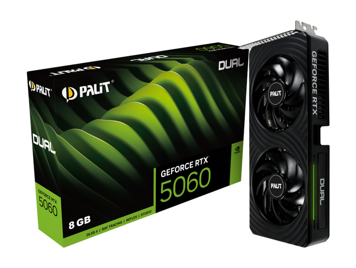 Видеокарта RTX 5060 8GB GDDR7 Dual Palit (NE75060019P1-GB2063D) - Фото 1 Видеокарта RTX 5060 8GB GDDR7 Dual Palit (NE75060019P1-GB2063D) - изображение 1