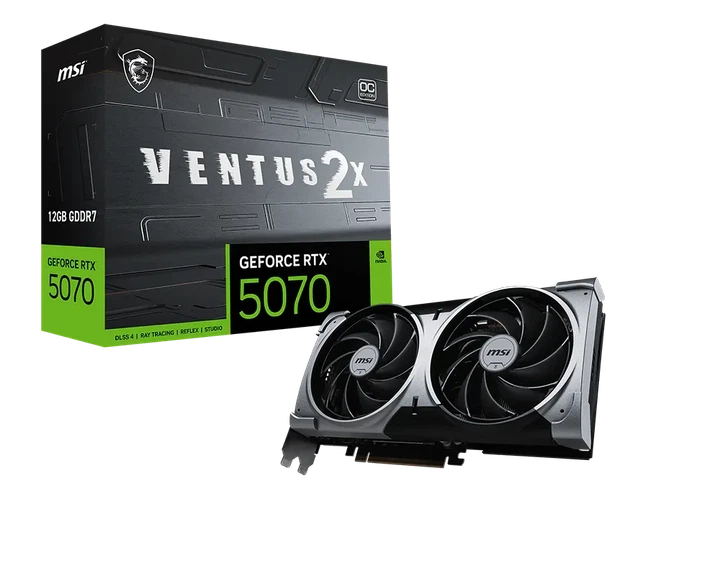 Видеокарта RTX 5070 12GB GDDR7 Ventus 2X OC MSI (GeForce RTX 5070 12G VENTUS 2X OC) - Фото 1 Видеокарта RTX 5070 12GB GDDR7 Ventus 2X OC MSI (GeForce RTX 5070 12G VENTUS 2X OC) - изображение 1