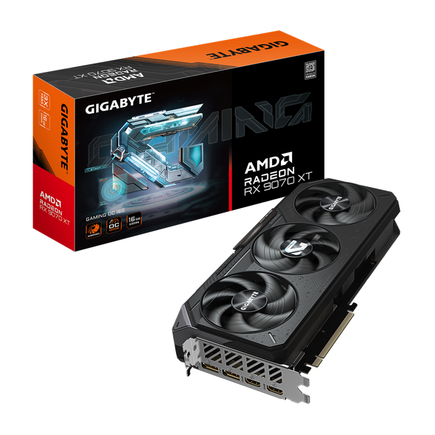 Видеокарта AMD Radeon RX 9070 XT 16GB GDDR6 Gaming OC Gigabyte (GV-R9070XTGAMING OC-16GD) - Фото 1 Видеокарта AMD Radeon RX 9070 XT 16GB GDDR6 Gaming OC Gigabyte (GV-R9070XTGAMING OC-16GD) - изображение 1
