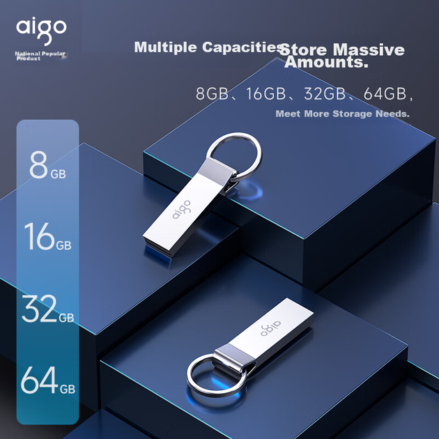 Флеш-накопичувач Aigo 64 ГБ USB 2.0, металевий флеш-накопичувач U210, USB-накопичувач для комп'ютера та офісу - зображення 5