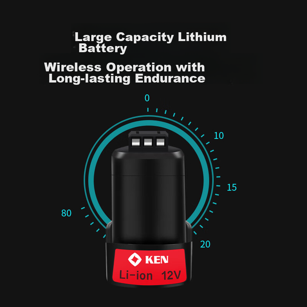 Аккумуляторная дрель KEN BL7212-20C с литий-ионным аккумулятором, шуруповерт, 12 В, электрический инструмент для домашнего использования. - изображение 6