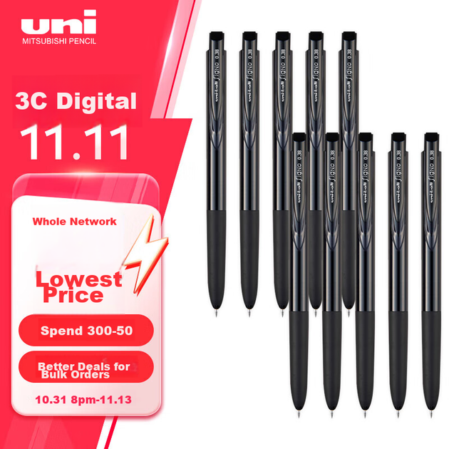 Ручка Mitsubishi Uni-Ball UMN-155 выдвижная черная 0.38мм для подписи набор 10шт - изображение 4