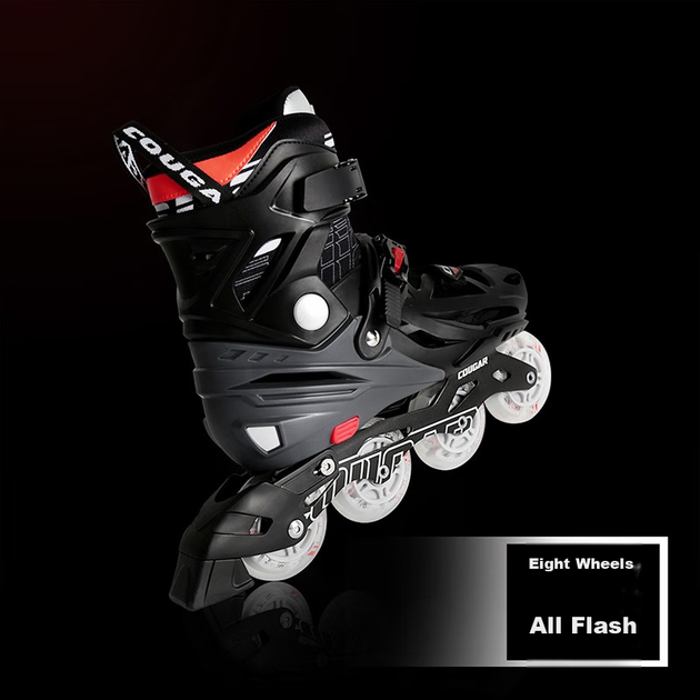 Роликовые коньки COUGAR Adult Adjustable Full-Flash Roller Skates, плоские, с цветочным принтом, повседневные, двойного назначения, черные, размер XL. - изображение 7
