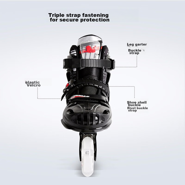 Роликовые коньки COUGAR Adult Adjustable Full-Flash Roller Skates, плоские, с цветочным принтом, повседневные, двойного назначения, черные, размер XL. - изображение 6