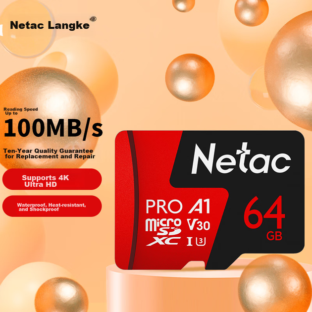Карта памяти Netac P500 microSDXC 64GB UHS-I U3 V30 A1 - Фото 5 Карта памяти Netac P500 microSDXC 64GB UHS-I U3 V30 A1 - изображение 5