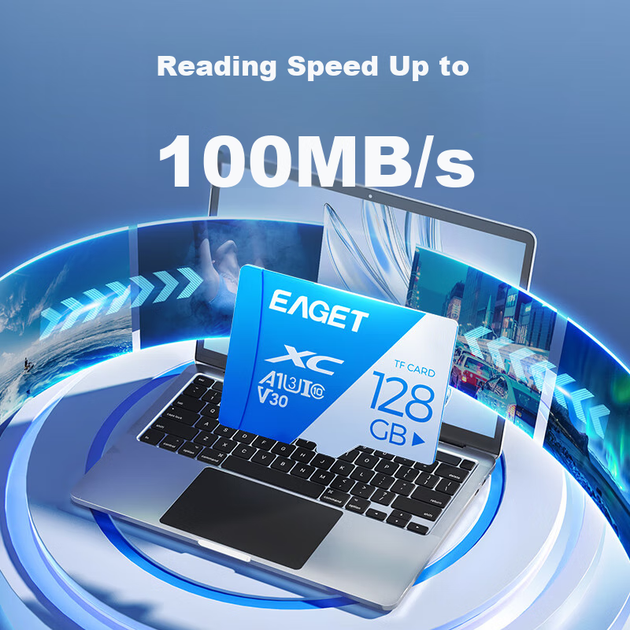 Карта памяті EAGET T1 microSDXC 128GB Class 10 UHS-I U3 V30 A1 - Фото 2 Карта памяті EAGET T1 microSDXC 128GB Class 10 UHS-I U3 V30 A1 - изображение 2