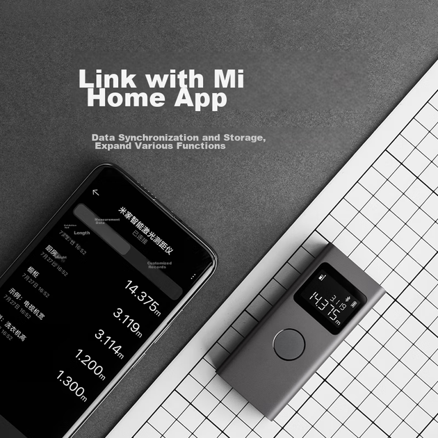 MIJIA Xiaomi, MIJIA Smart Laser Rangefinder, высокоточная геодезическая линейка, электронная линейка, инфракрасная, для измерений при ремонте дома. - изображение 7