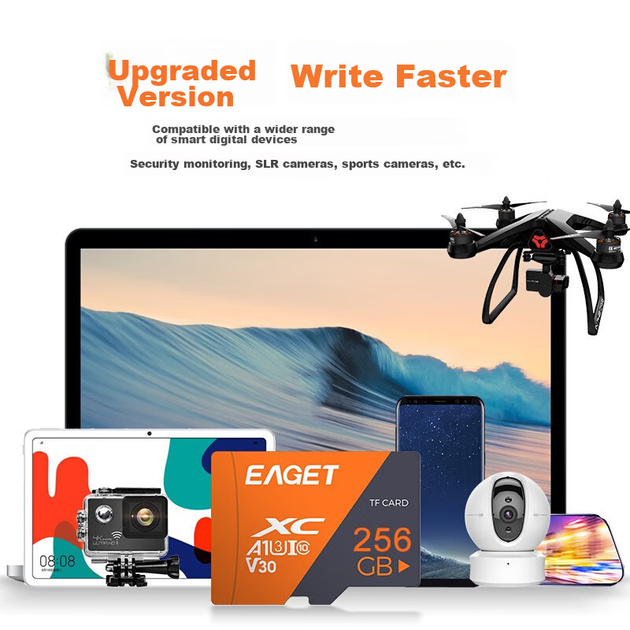 Карта памяти EAGET T1 microSDXC 256GB UHS-I U3 V30 A1 - изображение 2