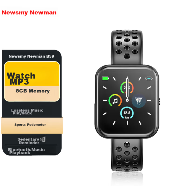 MP3-плеер Newsmy B59 Bluetooth сенсорный, шагомер, 8ГБ, черный - изображение 4