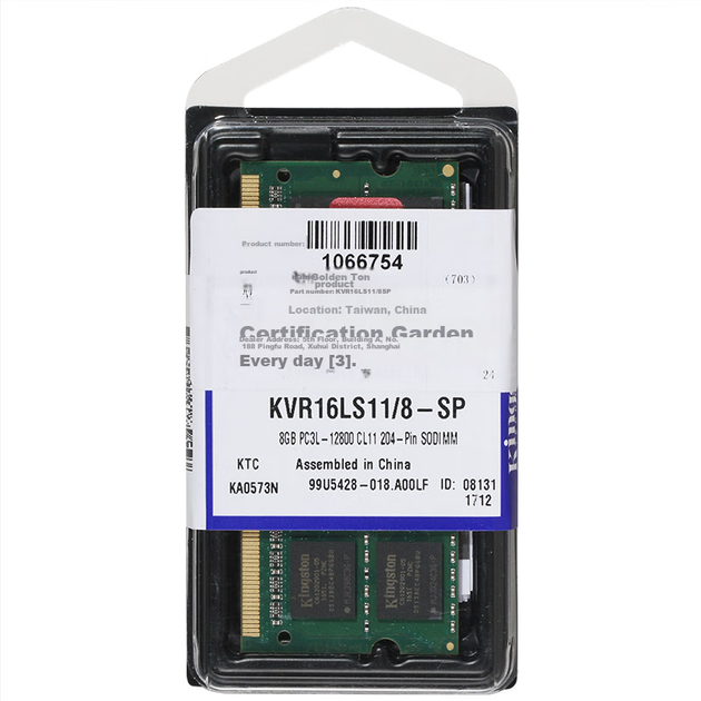 Оперативна пам'ять Kingston SODIMM DDR3L-1600 8192MB PC3L-12800 ValueRAM (KVR16LS11/8) - зображення 3