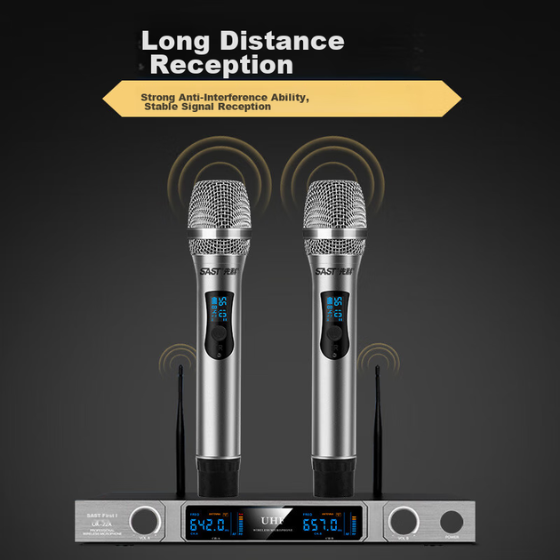 Микрофон SAST OK-22 беспроводной двухканальный UHF, для караоке - Фото 10 Микрофон SAST OK-22 беспроводной двухканальный UHF, для караоке - изображение 10