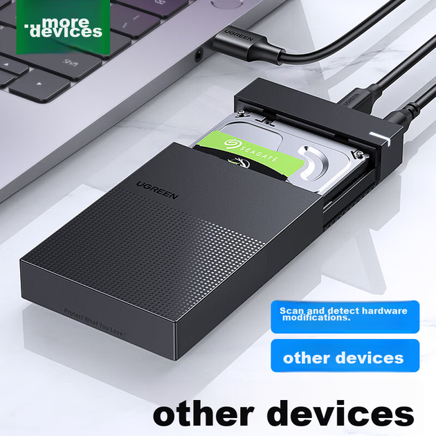 Зовнішній корпус для жорсткого диска UGREEN USB 3.0, 2,5/3,5 дюйма, сумісний з ноутбуками та настільними комп'ютерами, інтерфейс SATA, для SSD та HDD - зображення 4