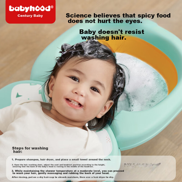 Дитяче крісло для миття волосся Babyhood, складне ліжко для купання немовлят, ліжко для миття голови вдома з м'якою подушкою з ПВХ, рожеве - зображення 4