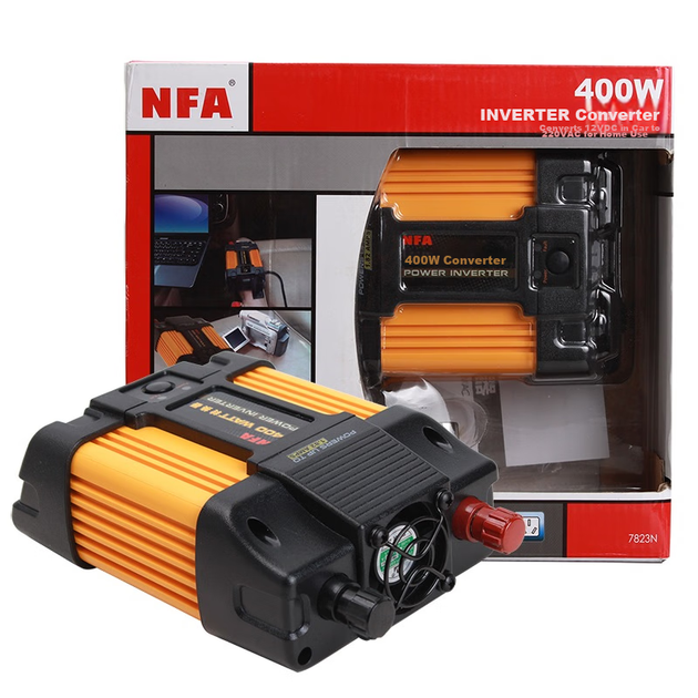 Автомобільний інвертор живлення NFA 12V до 220V 400W двопровідний автомобільний холодильник прикурювач інвертор 7823N - зображення 10