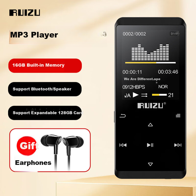 Ruizu D02 16 ГБ чорний MP3/MP4-плеєр спортивний міні-портативний музичний плеєр для студентів MP5 з Bluetooth-динаміком для читання романів, прослуховування англійської мови та читання електронних книг - Фото 4 Ruizu D02 16 ГБ чорний MP3/MP4-плеєр спортивний міні-портативний музичний плеєр для студентів MP5 з Bluetooth-динаміком для читання романів, прослуховування англійської мови та читання електронних книг - зображення 4