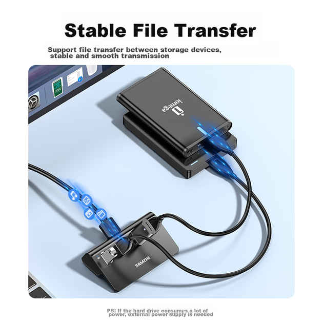 SAMZHE USB-хаб 3.0, високошвидкісний розширювальний хаб-док, адаптер для ноутбука Apple One-To-To, подовжувач, повністю алюмінієвий JXQ-H04 - изображение 5
