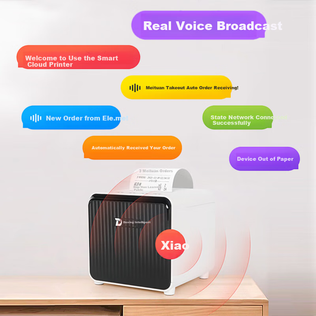 Daqu Smart Takeout Printer Meituan JD Douyin Eleme Taoshangou Seconds Delivery Fully Automatic Order Receipt Bluetooth Wireless Cloud Printer P7 WIFI White - зображення 4
