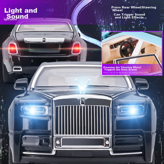 Детская игрушечная модель автомобиля Rolls-Royce Phantom от Chiyu Toys, реалистичная модель из сплава, подарок для мальчиков. - изображение 6