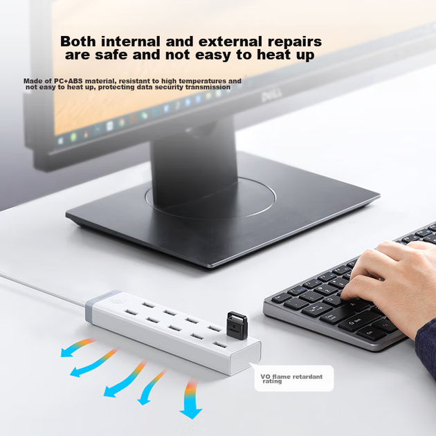 USB-хаб UGREEN 3.0, високошвидкісне розширення з 10 портами, багатоінтерфейсна док-станція, сумісний із настільними та портативними комп'ютерами, конвертер "один до" з портом живлення - изображение 6