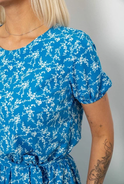 Сукня жіноча з принтом софт, колір синій, 257R8070-2 розмір L-XL - Фото 2 Сукня жіноча з принтом софт, колір синій, 257R8070-2 розмір L-XL - зображення 2